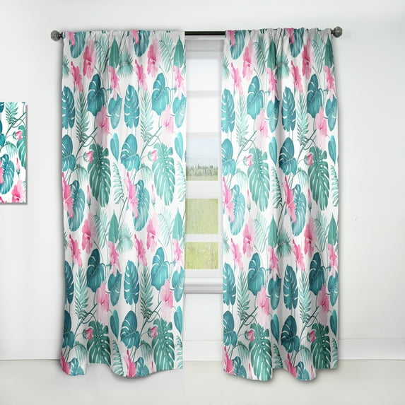 Designart 'Flowers and Tropical Botanicals I' Mid-Century Modern Curtain Panel