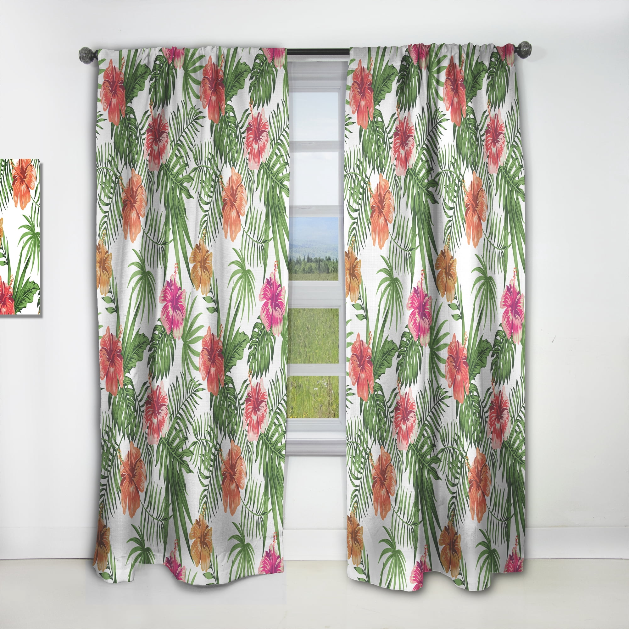 Designart 'Flowers and Tropical Botanicals II' Mid-Century Modern Curtain Panel
