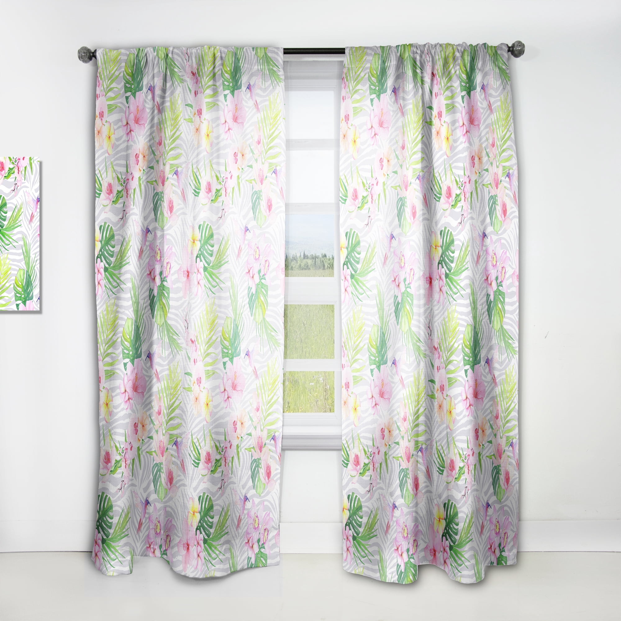 Designart 'Flowers and Tropical Botanicals III' Mid-Century Modern Curtain Panel