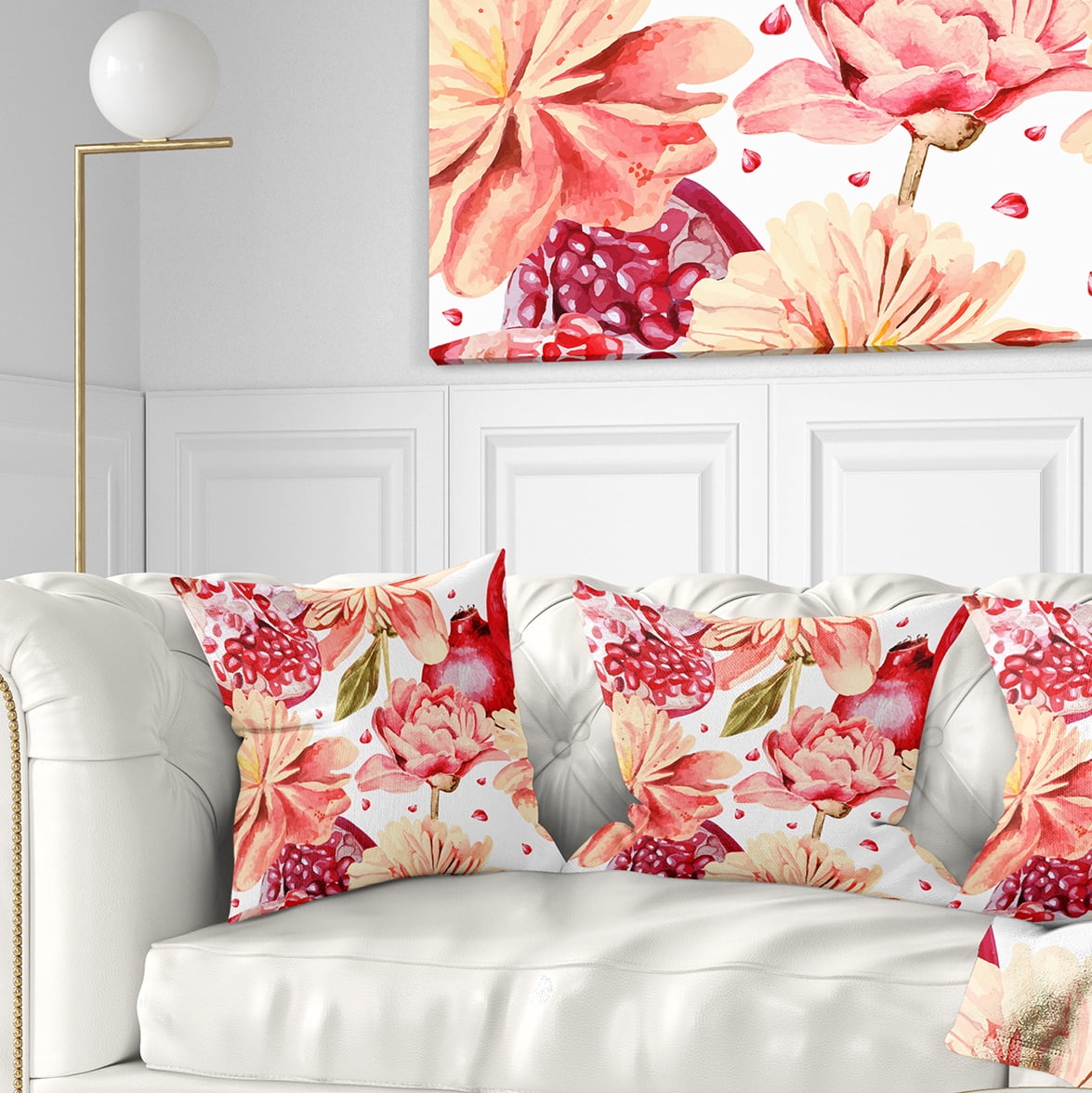 Designart Flowers beyond the Edges - Floral Throw Pillow - 16x16