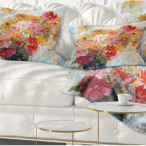 Designart Flowers in Vase Painted Illustration - Floral Throw Pillow - 12x20
