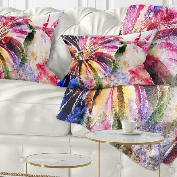 Designart Flowers in a Collage - Floral Throw Pillow - 12x20