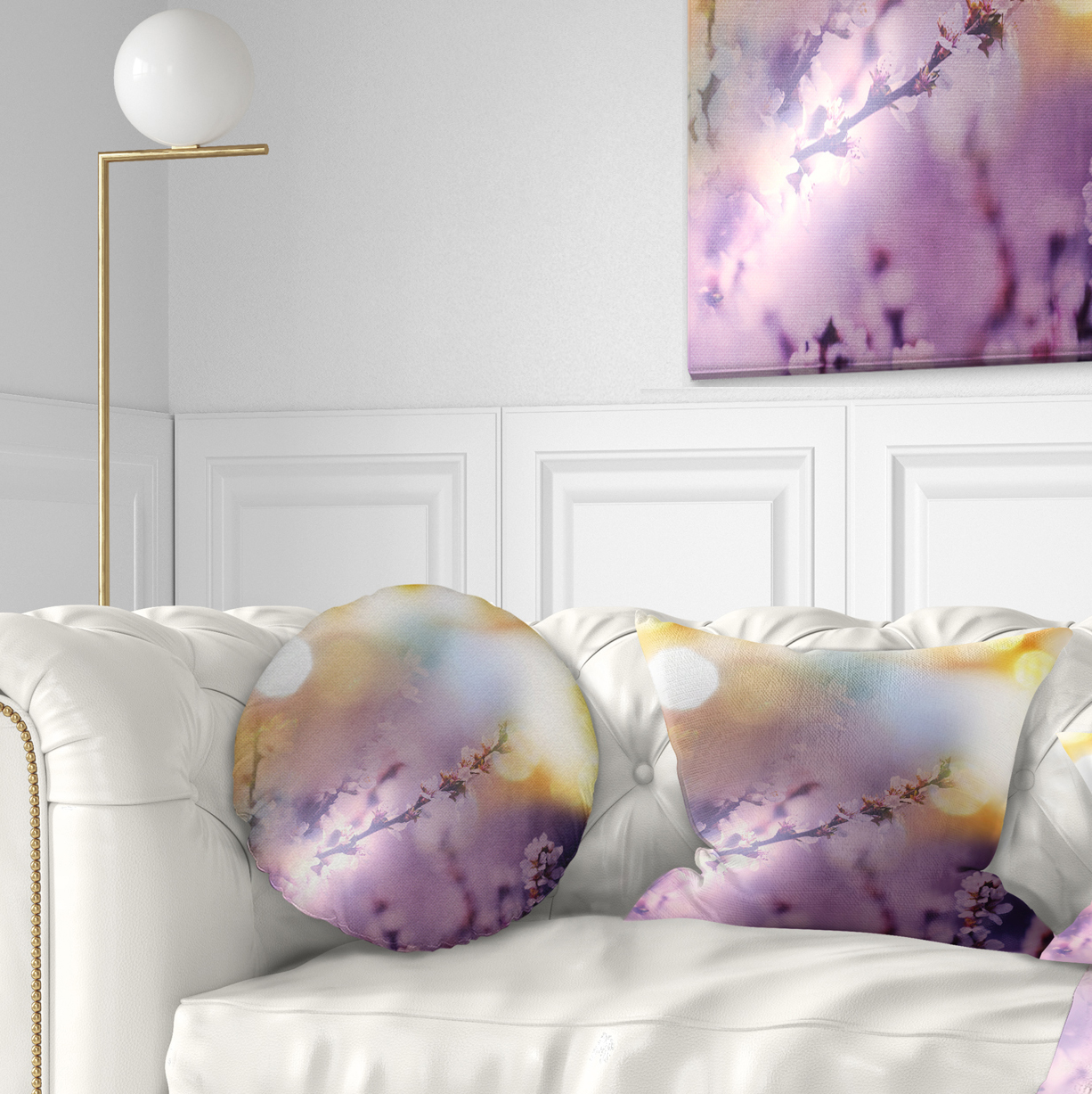 Designart Flowers of Cherry in Spring Garden - Floral Throw Pillow - 12x20