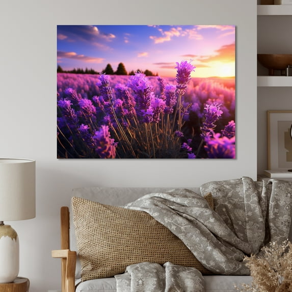 Designart "Flowers peaceful Lavender I" Floral Metal Art Print