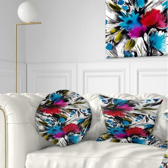 Designart Flowers with Fusion of Colors - Abstract Throw Pillow - 12x20