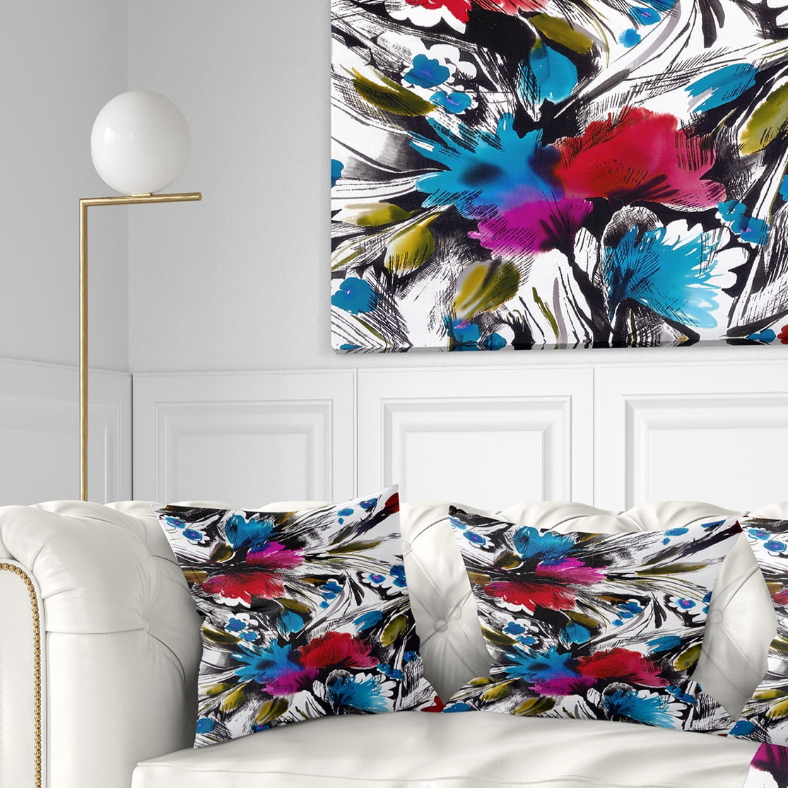 Designart Flowers with Fusion of Colors - Abstract Throw Pillow - 18x18