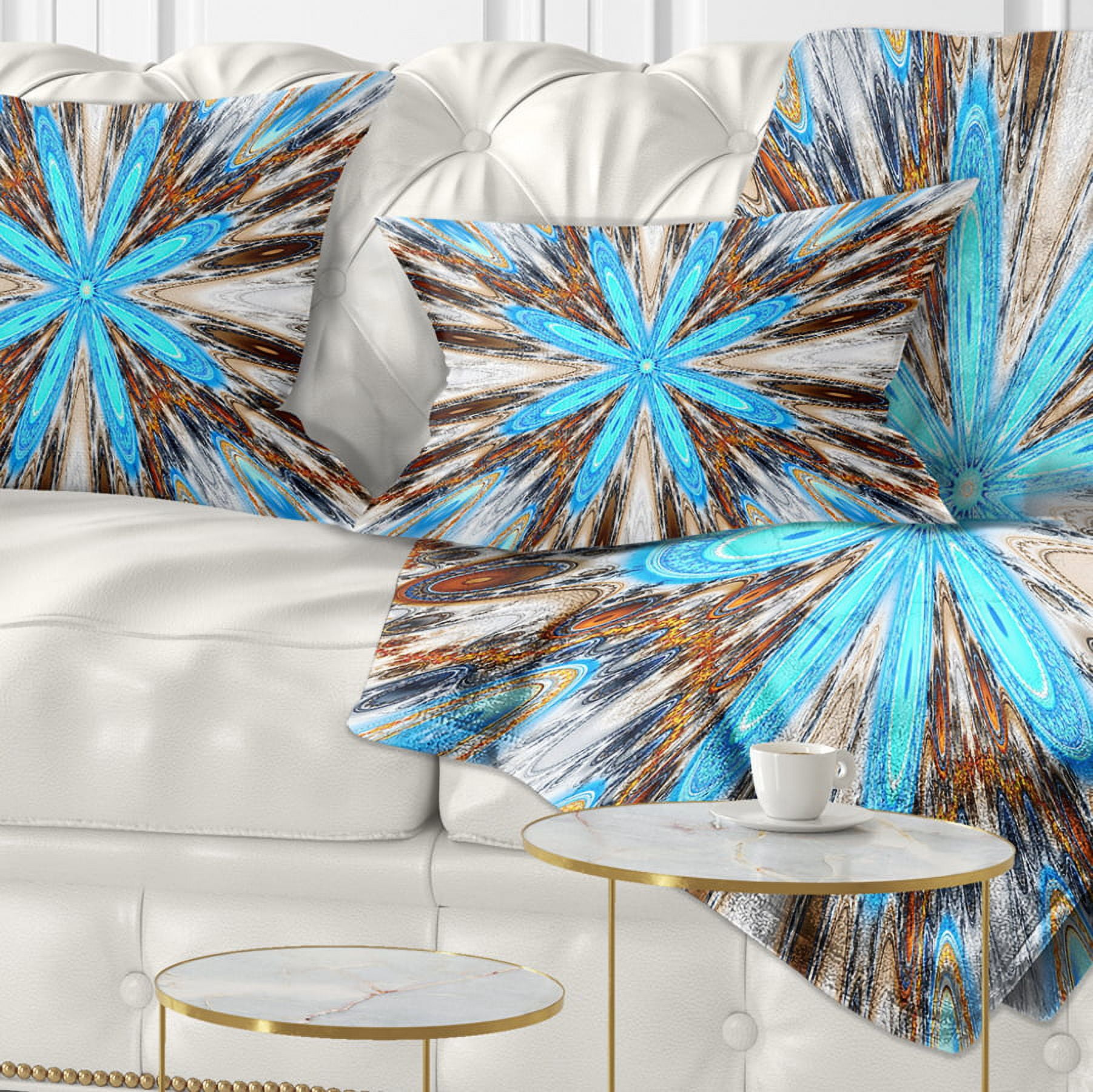 Designart Flowers with Radiating Rays - Abstract Throw Pillow - 12x20