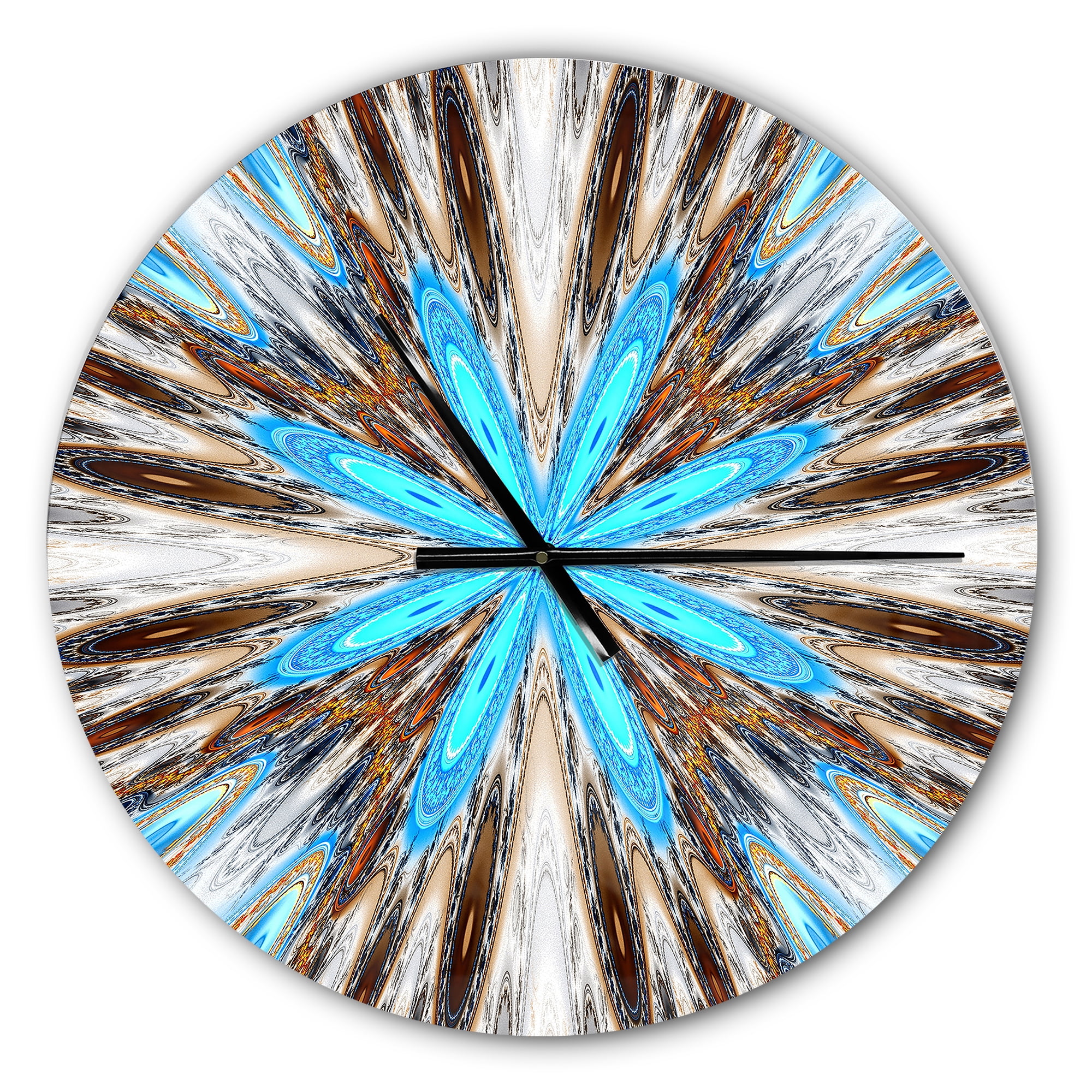 Designart 'Flowers with Radiating Rays ' Modern wall clock