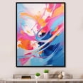 thumbnail image 1 of Designart "Flowing Colors Pink and Blue Rhythm II" Abstract Floater Framed Wall Decor, 1 of 7