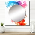 thumbnail image 1 of Designart "Flowing Ink Abstraction Blue And Tangerine II" Abstract Liquid Ink Square Mirror Wall Decor Modern - Large Red Square Bathroom Mirror - Square Printed Wall Mirror Art, 1 of 5
