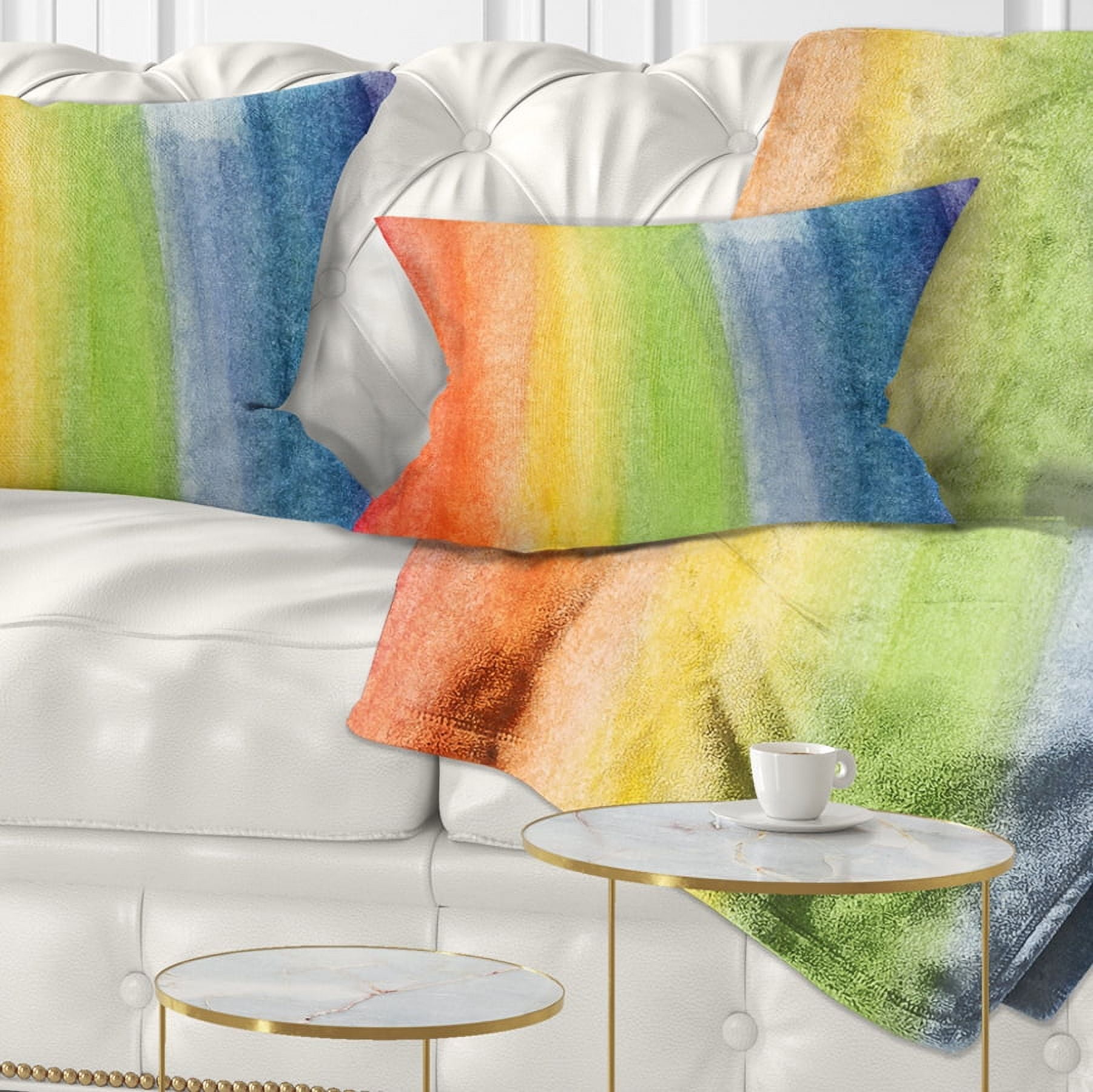 Designart Flowing Rainbow Colors - Abstract Throw Pillow - 12x20
