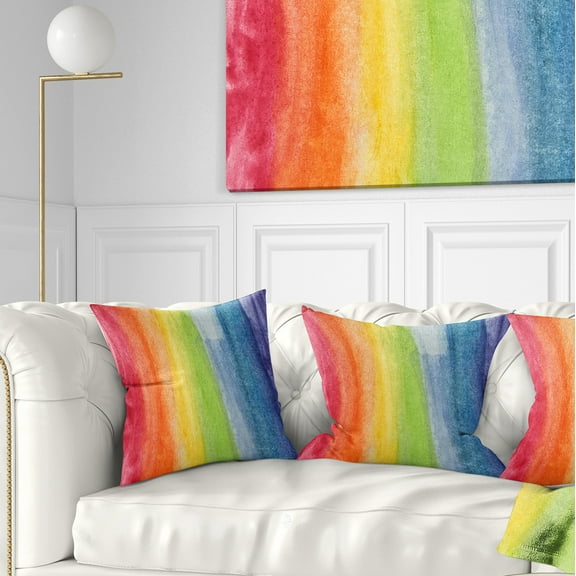 Designart Flowing Rainbow Colors - Abstract Throw Pillow - 16x16
