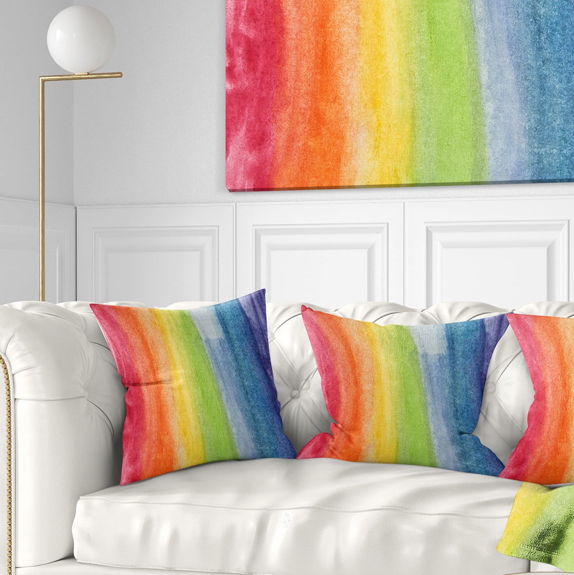 Designart Flowing Rainbow Colors - Abstract Throw Pillow - 18x18