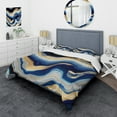 thumbnail image 1 of Designart "Flowing Vibrant Blue and Gold Art IV" Modern Bedding Covert Set - Abstract Transitional Blue Abstract Bed Set With 1 Sham, 1 of 6