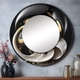 thumbnail image 1 of Designart "Flowing White Stained Glass I" Abstract Rund Mirror For Wall Decor - Large Gold Round Print Mirror - Round Modern Mirror - Wall Mounted Round Large Mirror - 29" x 29", 1 of 6