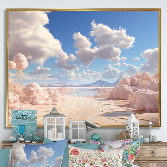 Designart "Fluffy Cloud Mirage Of Marshmallows I" Clouds Floater Framed Canvas Wall Art