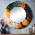 thumbnail image 1 of Designart "Fluid Abstractions Yellow and Green I" Abstract Liquid Ink Yellow Large Round Mirror - Round Bedroom Mirror Wall Decor - Modern Round Printed Mirror - 29" x 29", 1 of 6