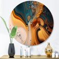 thumbnail image 1 of Designart "Fluid Abstractions Yellow and Green I" Abstract Liquid Ink Metal Round Wall Decor, 1 of 5