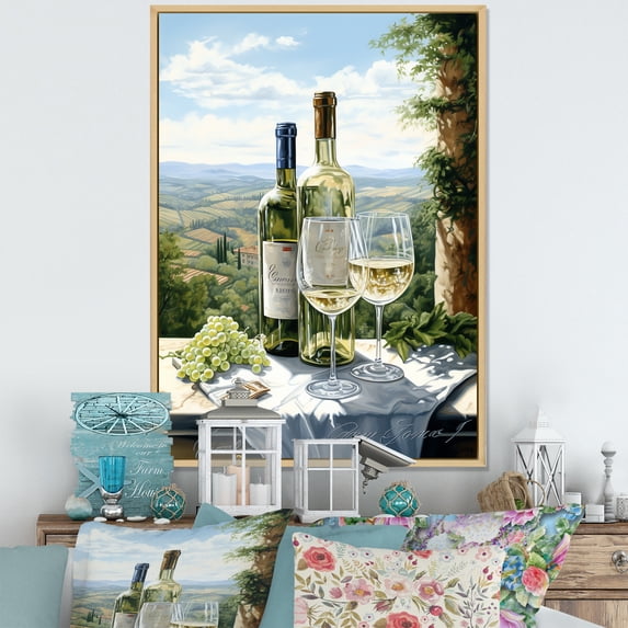Designart "Fluid Art Vineyard Charm III" Vineyard Floater Framed Wall Art Prints