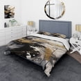 thumbnail image 1 of Designart "Fluid Fusion in Gold and Grey IV" Abstract Bedding Covert Set - Modern Gold Transitional Bed Set With 2 Shams, 1 of 1
