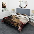thumbnail image 1 of Designart "Fluid Fusion in Gold and Red I" Abstract Bedding Covert Set - Modern Gold Transitional Bed Set With 2 Shams, 1 of 6