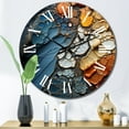 thumbnail image 1 of Designart "Fluid Movements Blue Orange Expression" Abstract Shapes Oversized Wall Clock, 1 of 5