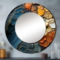 thumbnail image 1 of Designart "Fluid Movements Blue Orange Expression" Abstract Shapes Round Mirror Wall Décor Modern - Large Blue Round Mirror - Round Mirror 23" x 23" Inch, 1 of 5
