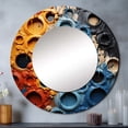 thumbnail image 1 of Designart "Fluid Movements Orange Blue Abstraction" Abstract Shapes Rund Mirror For Wall Decor - Large Orange Round Print Mirror - Round Modern Mirror 29" x 29" Inch - Wall Mounted Round Large Mirror, 1 of 5