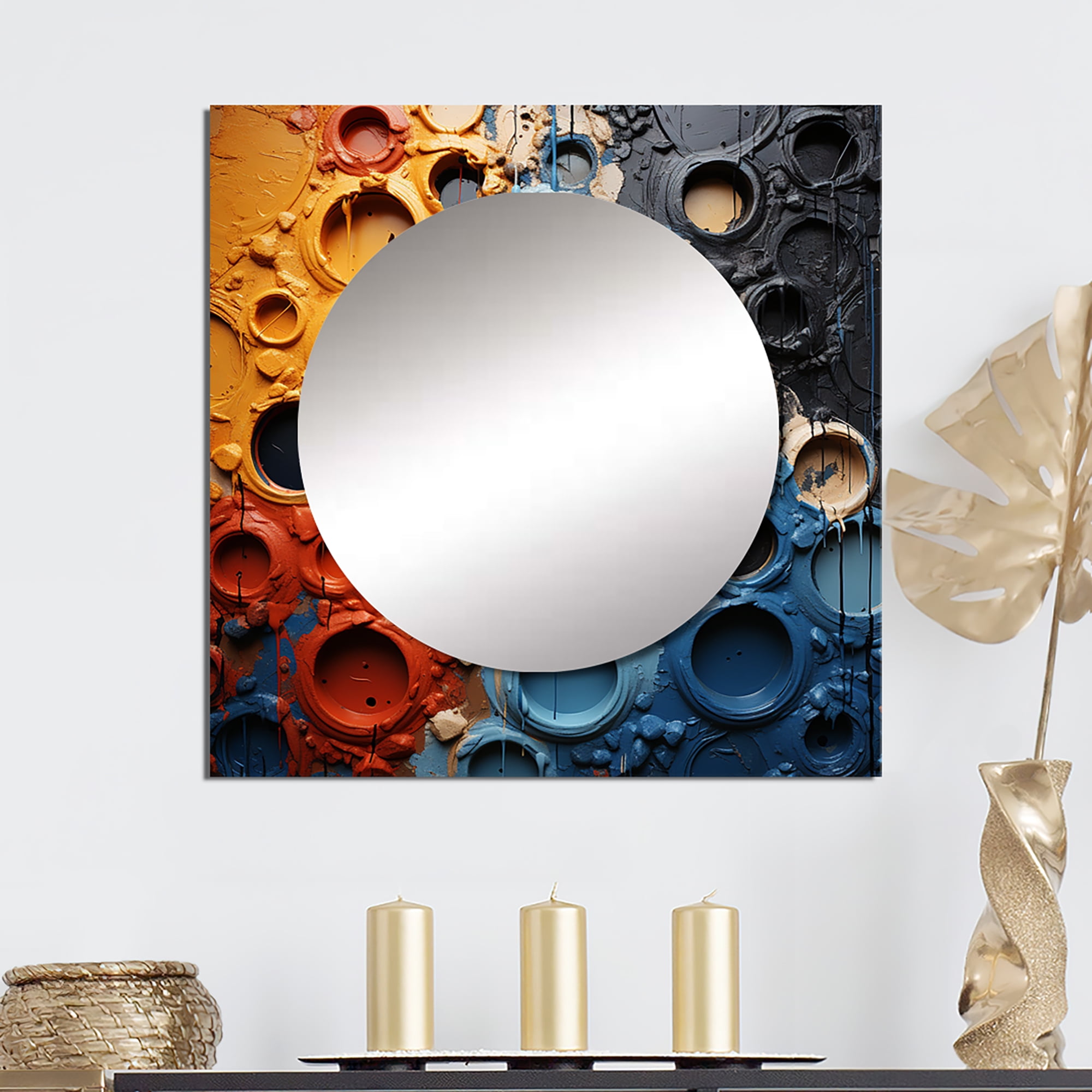 Designart "Fluid Movements Orange Blue Abstraction" Abstract Shapes