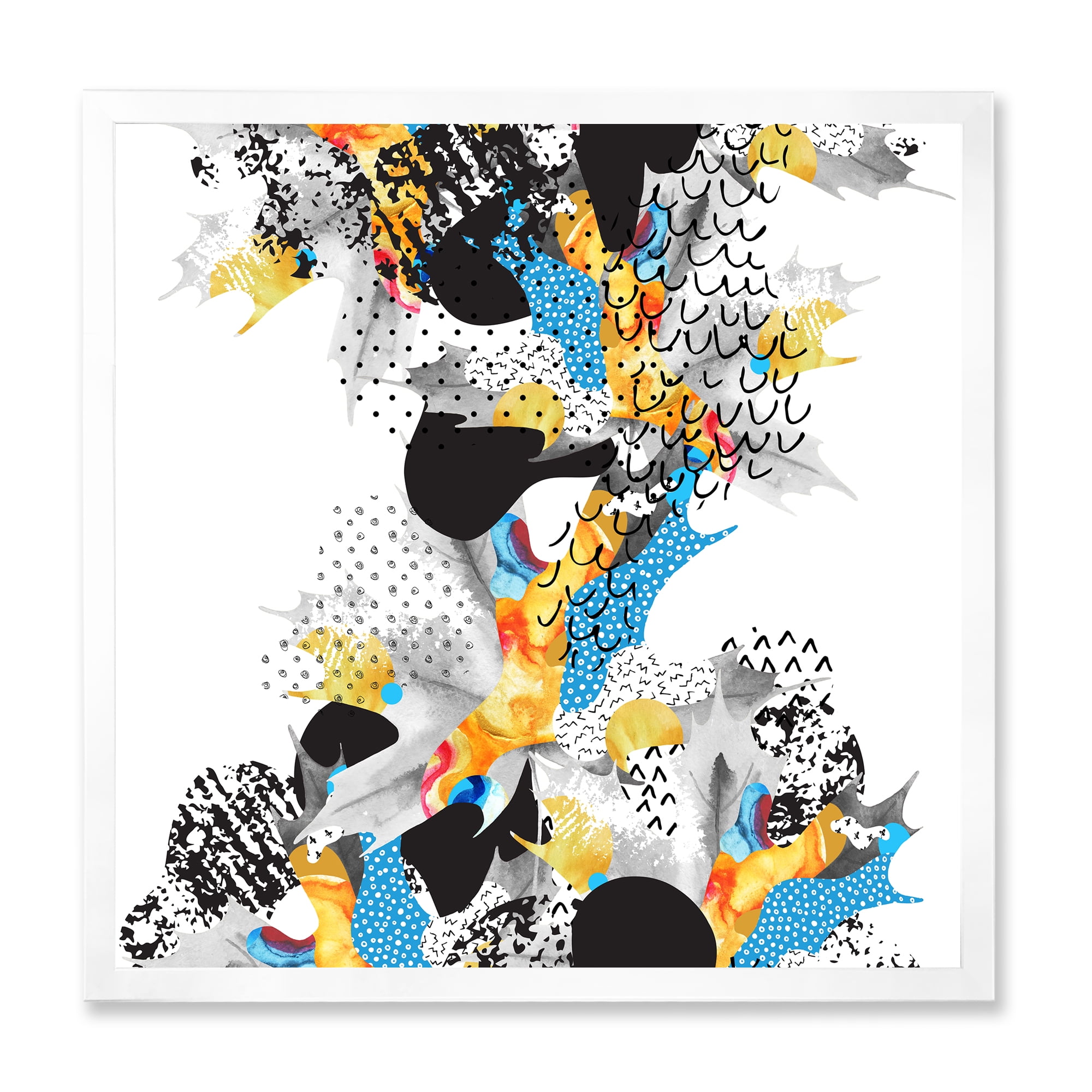 Designart 'Fluid Shapes In Bauhaus Memphis Style Minimal' Modern Framed Art Print