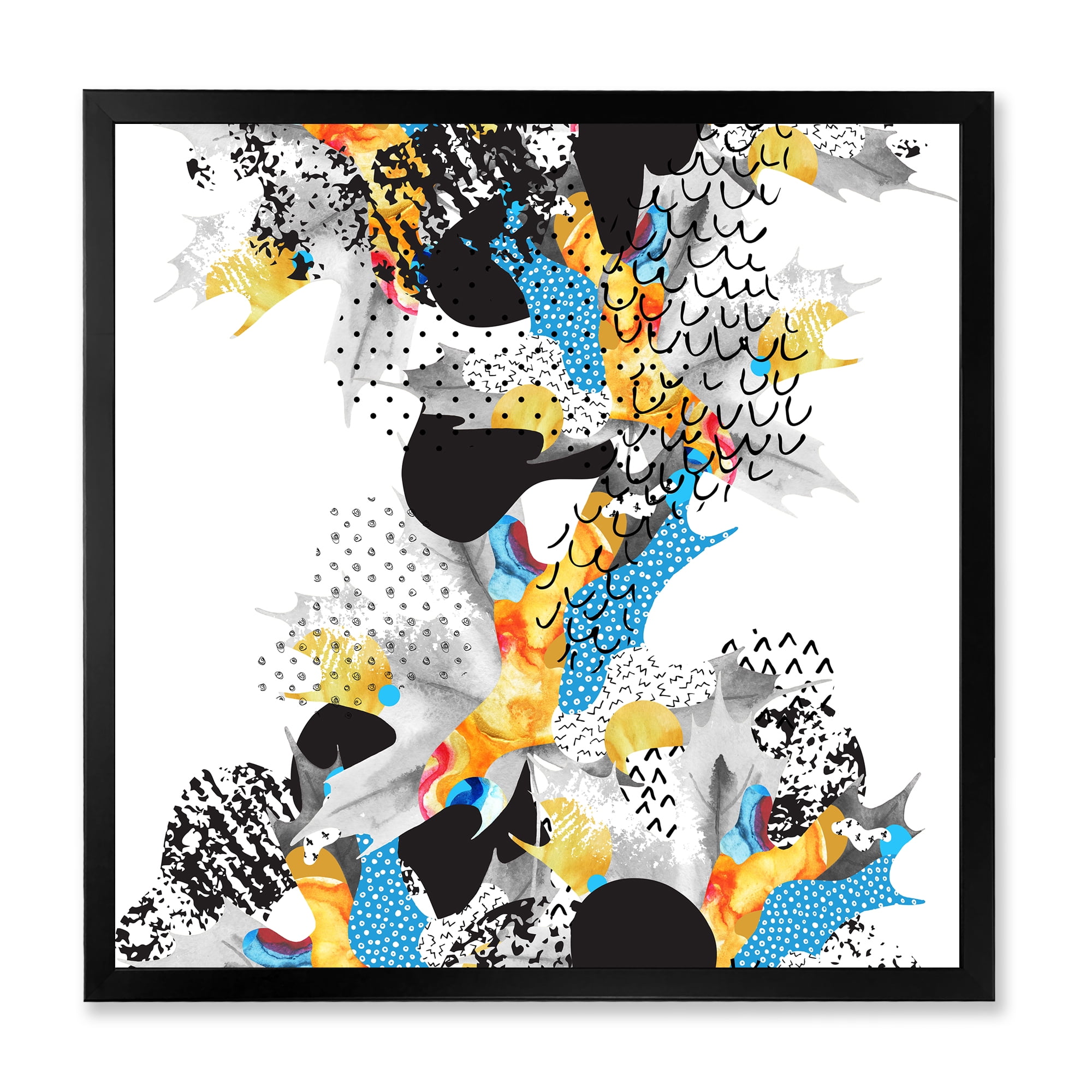 Designart 'Fluid Shapes In Bauhaus Memphis Style Minimal' Modern Framed Art Print