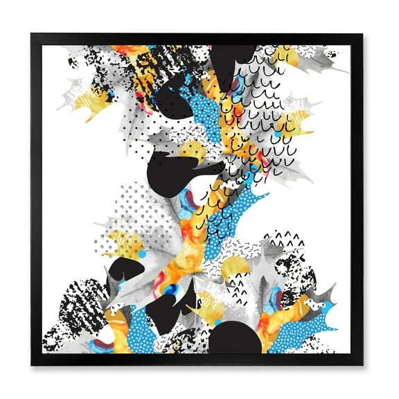 Designart 'Fluid Shapes In Bauhaus Memphis Style Minimal' Modern Framed Art Print