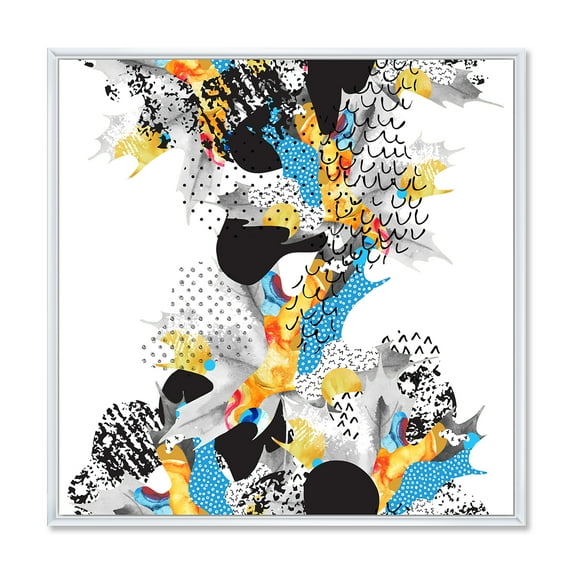 Designart 'Fluid Shapes In Bauhaus Memphis Style Minimal' Modern Framed Canvas Wall Art Print