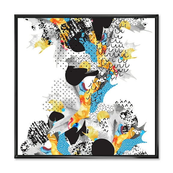 Designart 'Fluid Shapes In Bauhaus Memphis Style Minimal' Modern Framed Canvas Wall Art Print