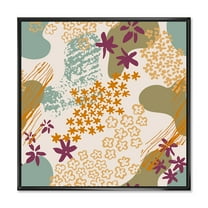 Designart 'Fluid Shapes and Flowers Silhouettes' Modern Framed Canvas Wall Art Print