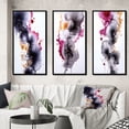 thumbnail image 1 of Designart "Fluidity Delicate Magenta and Gold Ink Clouds V" Abstract Painting Framed Wall Art Set Of 3 - Blue Modern Frame Canvas Set For Living Room Decor, 1 of 6