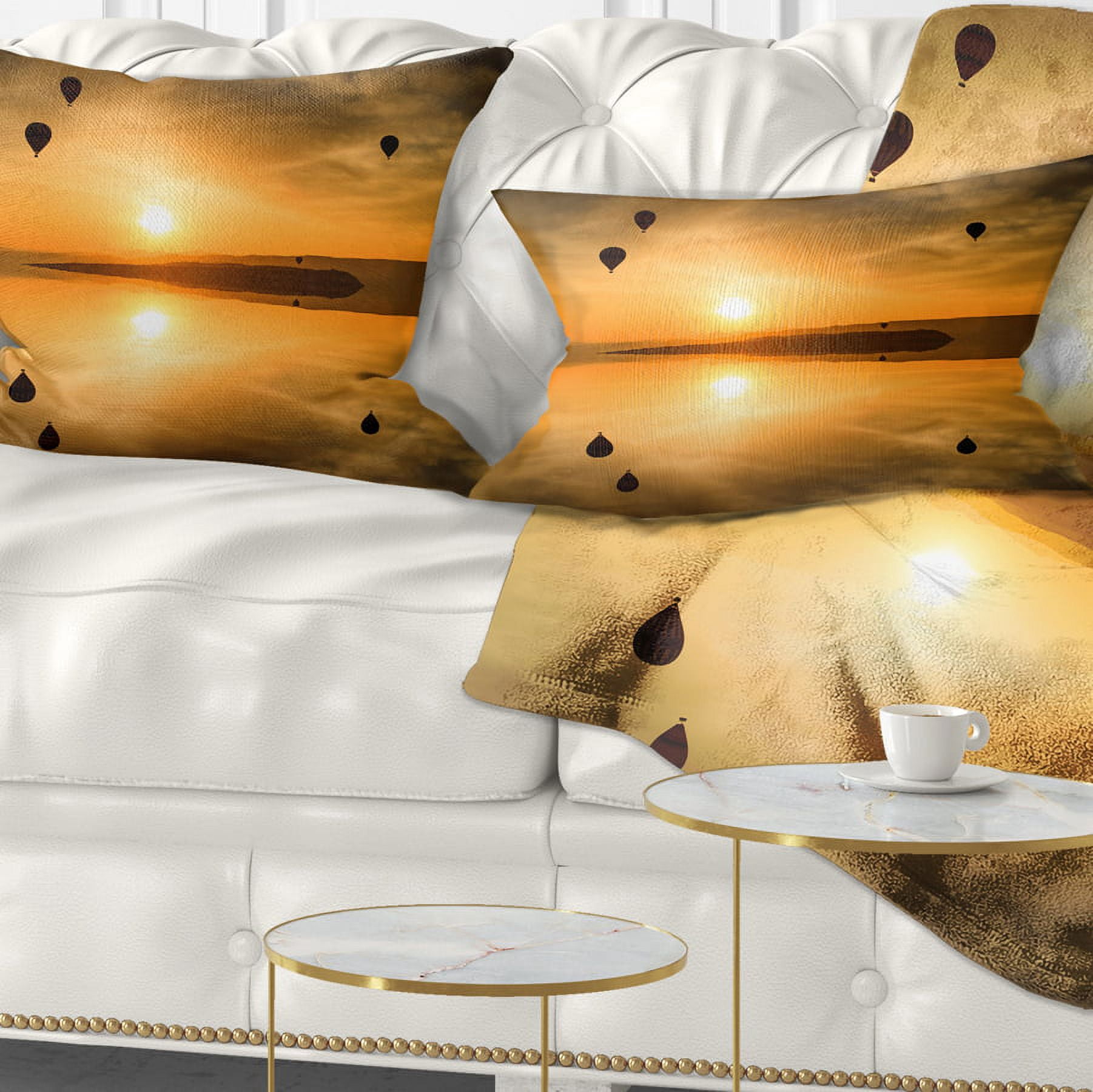 Designart Flying Balloons and Reflection - Seashore Throw Pillow - 12x20