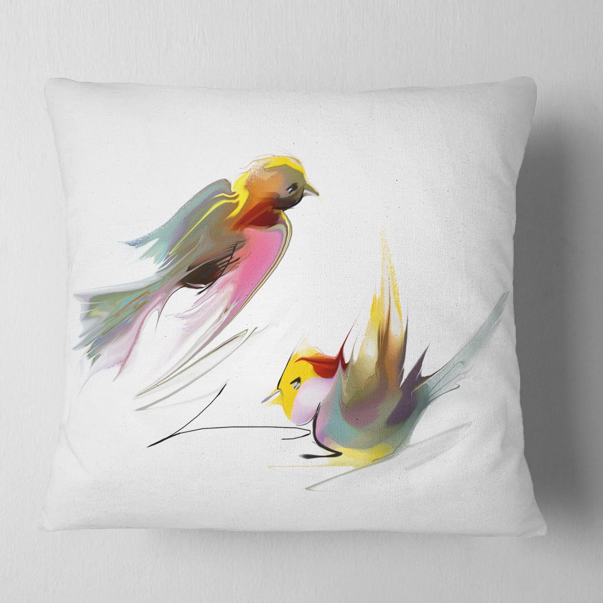Designart Flying Birds Illustration - Animal Throw Pillow - 16x16