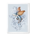 thumbnail image 1 of Designart 'Flying Fish and Peonies' Traditional Framed Art Print, 1 of 4