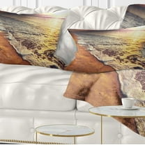 Designart Foaming Waves at Sea Sunset - Modern Beach Throw Pillow - 12x20