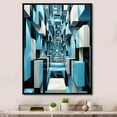thumbnail image 1 of Designart "Focused Blue Op Art A Visual Journey VI" Abstract Floater Framed Wall Decor, 1 of 7