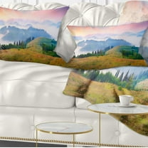 Designart Foggy Carpathian Panorama - Landscape Photo Throw Pillow - 12x20