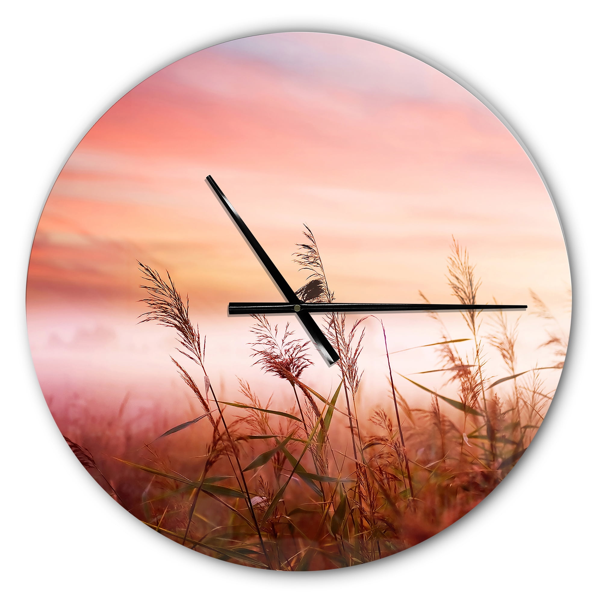 Designart 'Foggy Land with Early Morning Mist ' Farmhouse wall clock