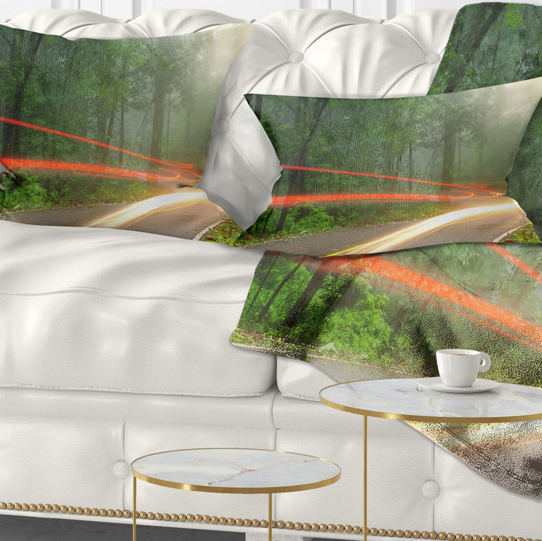 Designart Foggy Morning with Sun Rays - Landscape Photo Throw Pillow - 12x20