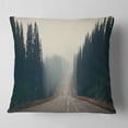 thumbnail image 1 of Designart Foggy Road in Forest in Banff Park - Modern Seascape Throw Pillow - 18x18, 1 of 4