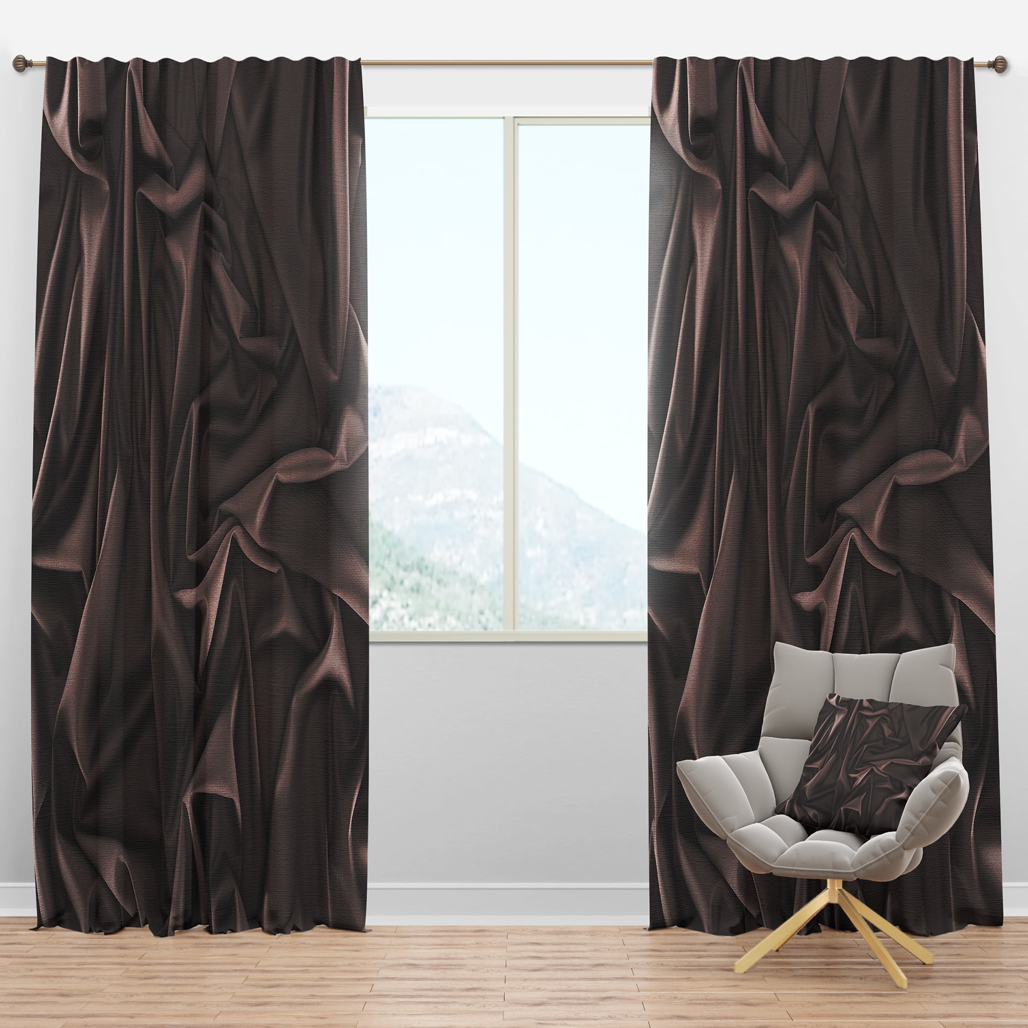 Designart 'Folded Dark Silk Fabric Waves' Modern & Contemporary Blackout Curtain Panel