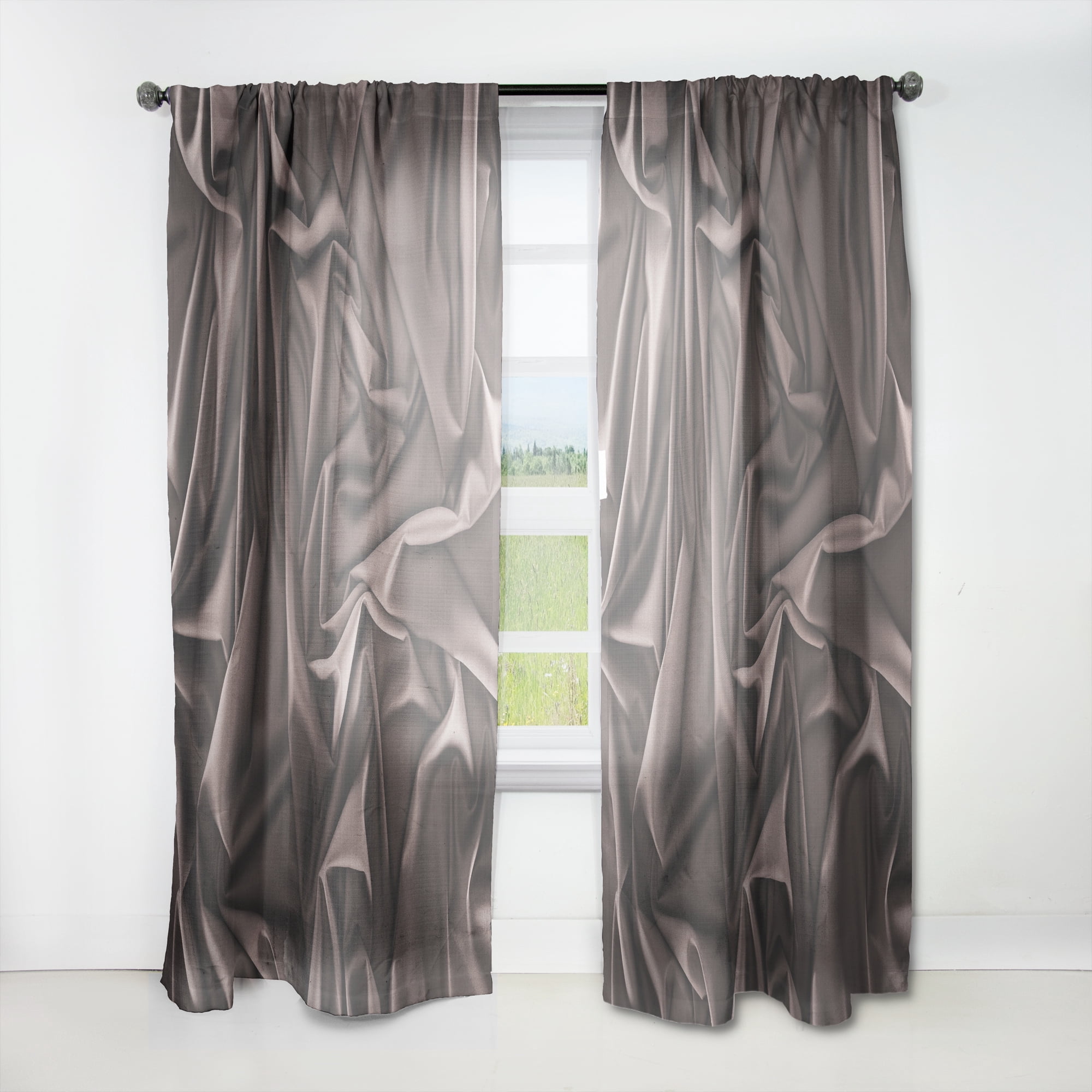 Designart 'Folded Dark Silk Fabric Waves' Modern & Contemporary Curtain Panel
