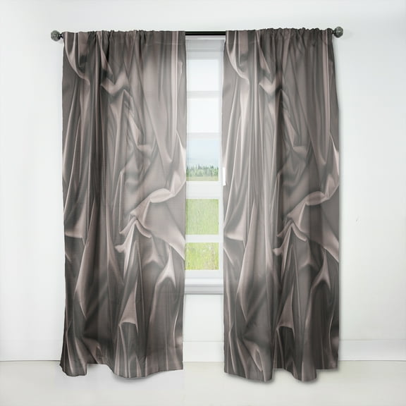 Designart 'Folded Dark Silk Fabric Waves' Modern & Contemporary Curtain Panel