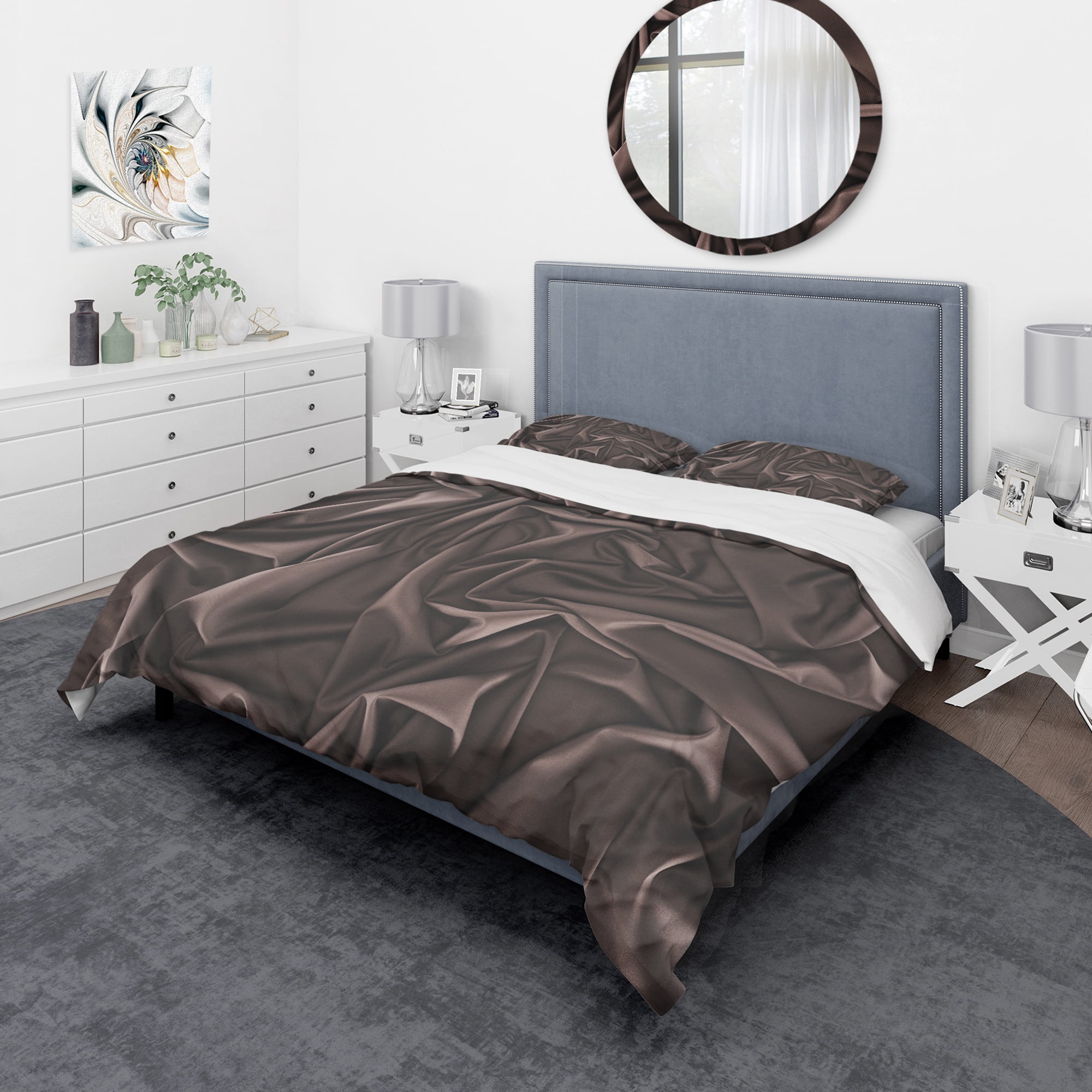 Designart 'Folded Dark Silk Waves' Modern & Contemporary Duvet Cover Set