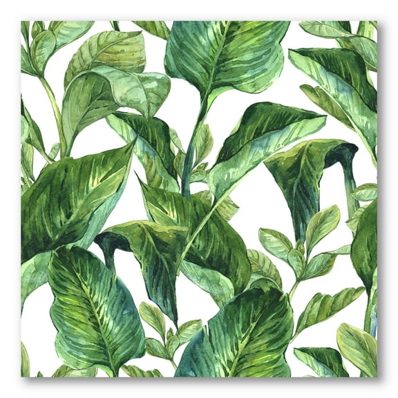 Designart ' Foliage Of Tropical Leaves On White ' Tropical Canvas Wall Art Print